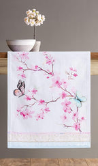 Maison d' Hermine Table Runner 100% Cotton Double Layer Table Runners 108 inches Long Decorative for Home Kitchen Dining Party Wedding Bridal Shower Spring Summer (Blossoms in Spring, 14.50" x 108")