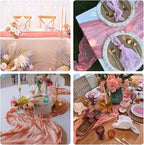 Sioloc 5 Pack Peach Coral Cheesecloth Table Runner Fall Autumn Decor for Home 10ft Table Cloth for Tea Wedding Birthday Party Baby Bridal Shower Halloween Thanksgiving