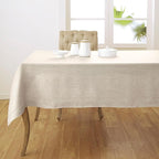 Solino Home Linen Tablecloth 60 x 156 Inch - Classic Hemstitch 100% Pure Linen Light Natural Table Cloth for Rectangle Tables - Machine Washable Tablecloth for Fall, Autumn, Thanksgiving