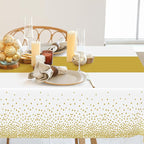 4Pack Disposable Plastic Table Cloths for Parties, 54" x 108" White and Gold Rectangle Table Covers, Waterproof Tablecloth for Rectangle Tables Suitable for New Years Eve Thanksgiving Wedding Supplies