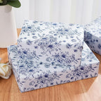 Ulmasinn Blue Floral Wrapping Paper Roll - 17 Inches x 33 Feet - Vintage Toile Blue Floral Design with Cut Lines for Upscale Gifts, Birthday, Bridal Shower, Wedding, Mother’s Day