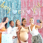 6 Pack Pink Blue Foil Fringe Curtain Backdrop, 3.28Ft x 8.2Ft Metallic Tinsel Foil Fringe Streamer Curtains for Photo Booth,Birthday, Christmas Day, New Year, Wedding Party Decorations