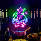 "Witch Brew" Cauldron Neon Sign - Spooky LED Cauldron Wall Art, Spooky Halloween, Witch's Brew Led Sign, Witch Pot Neon Light for Halloween Led Sign Halloween Decorations Party Decor Home Bar