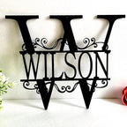 Personalized Metal Name Signs, Split Letter Monogram Wall Decor, Custom Last Name Sign, Family Name Sign for Outdoor, Personalized Wedding Gift, Garden Decor, Metal Wall Art, Housewarming Gift (MonogramDesign_12)