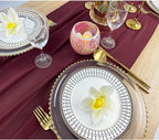 EHLDekol 10ft Chiffon Table Runners 29x120 inches Romantic Sheer Wedding Table Runner Top Table Bridal Party Decoration (Burgundy, 10ft)