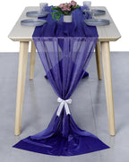 MDS 25 Pack 10ft Chiffon Table Runner 29 x 120 Inches Sheer Wedding Runner Romantic Rustic Table Runner for Wedding Decorations, Birthday Parties, Bridal Shower Party Arch Decor - Royal Blue
