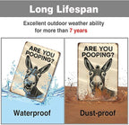 Funny Donkey Bathroom Sign - "Are You Pooping?" Rustic Metal Tin Sign for Toilet, Restroom, Farmhouse Humor Decor - 8"x12" Wall Art Gift