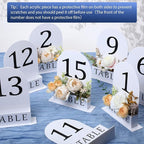 Table Number 1-15 for Wedding Reception Arch Acrylic Wedding Table Number with Flower Trough 5" x 7" Mirrored Rustic Centerpiece for Reception Bridal Shower Party Catering Banquet(White)