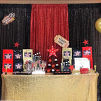 JYFLZQ Black Sequin Backdrop Curtains 2ft x 8ft 4 Panels Glitter Photo Booth Backdrops Sparkly Photography Background Drapes for Halloween Father's Day Graduation Birthday Parties