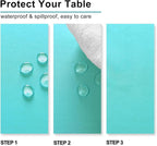 Hiasan 2 Pieces Solid Rectangle Tablecloth - Waterproof and Spillproof Washable Polyester Fabric Table Cloth for Kitchen and Dining Room, Aqua, 54 x 120 Inch