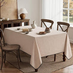 MIULEE Natural-Black Linen Tablecloth 60x104 Inch Rectangle Table Cloth Waterproof,Stain Resistant & Wrinkle Resistant for Dining Party Wedding