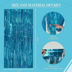 3 Pack Foil Fringe Backdrop - Blue Shiny Tinsel Curtains for Party Decoration/Photo Booth Props - 3.3x8.2 FT Metallic Foil Backdrop for Birthday, Wedding, Graduation, Christmas.