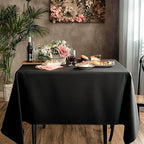 Square Tablecloth 52 x 52 Inch Black 10 Pack Tablecloths Stain-Wrinkle Resistant Washable Polyester Table Cloths for Holiday, Buffet Parties,and Wedding