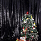 Poise3EHome 7Ft x 7Ft Black Sequin Backdrop, Glitter Thick Satin Sequin Background Drapes, Sequence Xmas Thanksgiving Backdrop for Wedding Party Holiday Festival Decor