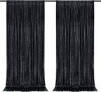 9.6x8FT Black Sequin Curtains: Photo Backdrop Drapes 2 Pieces 4.8x8FT Birthday Backdrop for Hallween Decorations Arch Backdrop
