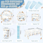 452 Pcs Little Pumpkin Baby Shower Decorations for 50, Blue A Little Pumpkin Is on the Way Paper Plates Napkins Cups Tablecloth Cutlery Straws for Autumn Fall Thanksgiving Party Supplies