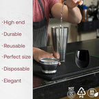 Smarty Had A Party 12 oz Black Disposable Stemless Wine Glasses (64) – Fancy Plastic Cups for Parties & Weddings – Outdoor Cocktail Glasses; Cocktail Glasses Disposable Classy; Unbreakable Glasses
