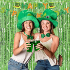 6 Pack Light Green Foil Fringe Curtains Backdrop, 3.28 x 8.2 Ft Metallic Streamers Tinsel Curtains Background for Photo Booth, Birthday, Weddings, Carnivals, Graduation, Themed Party Decorations