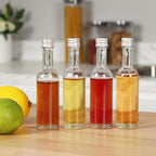 50 ml Mini Liquor Bottle Glass With Aluminum Lid and Heat Shrink 24 Pack (White Caps) for Liquor Sauce party Favor Beverage