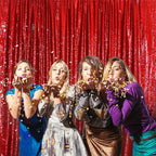 SquarePie Sequin Backdrop Less Transparent Background Sparkly Curtain for Wedding Party 7FT x 7FT Red