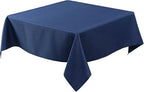 Biscaynebay Textured Fabric Square Tablecloths 54x54 Inches, Navy Water Resistant Table Cloth Small Card Folding Table Covers Linen for Dining, Kitchen, Wedding and Parties etc. Machine Washable