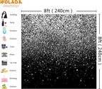 WOLADA Black and Silver Backdrop Silver Glitter Backdrop for Photography Wedding Birthday Baby Shower Party Photo Studio 8x8FT FW18