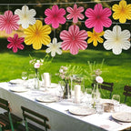 BestoFun 12 PCS Paper Flowers Fans Pink and Yellow Party Decorations Paper Flowers Decorations for Wall Girl Groovy Birthday Baby Shower Wedding Bachelorette Room Hanging Décor
