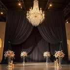 30ft x 15ft Black Wrinkle Free Backdrop Curtain for Parties, Silky Polyester Fabric Wedding Ceiling Drapes, 6 Panels 15ft Photo Back Drop Drapes for Baby Shower Photography Stage Background Cloth
