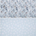LeZakaa Christmas Silver Wrapping Paper Mini Roll, Silver Blue Christmas Ornaments, White Blue Snowflakes Metallic Foil, Reversible Design for Winter Holiday Family Gathering, 17 inches x 32.8 Feet