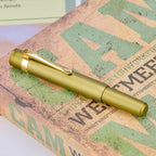 HONG DIAN M2 Black Forest Mini Fountain Pen, Long Blade Nib & Sleek Shape Aluminium Short Pocket Travel Pen (Olive Green)