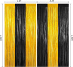 Black and Gold Party Streamers Decoration, 2Pack Graduation Tinsel Backdrop Party Decorations, Foil Fringe Backdrop for 2025 NYE/Anniversary/Farewell/Cocktail/Prom/EID/Birthdays Xmas Wedding Decors