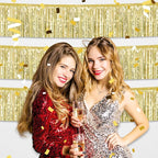 6 Pack 10 Feet Light Gold Foil Fringe Garland Metallic Tinsel Streamers Banner Wall Hanging Curtain Backdrop for Parade Floats, Birthday, Graduate, Mother's Day, Wedding Party Decoration