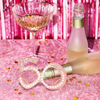 50th Birthday Glasses - 6 Pairs Rose Gold 50 Years Old Glasses with Rhinestones, Funny Plastic Costume Photo Booth Prop