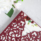 20Pcs Burgundy Laser Cut Invitation Cards With Blank Inner Sheets for Wedding Cards Bridal Shower Engagement Quinceanera Invitation (No Envelopes)