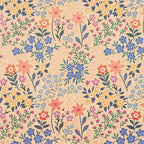RUSPEPA Kraft Floral Wrapping Paper Roll for Girls Women, Mini Roll, Garden Flower Design, Wildflower Kraft Gift Wrap for Birthday, Spring, Summer, Mother's Day, Bridal Shower, 17 Inches x 9.8 Feet