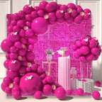 24PCS Hot Pink Shimmer Wall Backdrop, Square Sequin Backdrops Panel, Glitter Wall Background for Birthdays, Weddings, Graduation, Engagements, Disco Bachelorette Party Decoration (4FTx6FT)