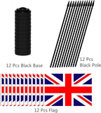 12 Pack United Kingdom Desk Flags Set, UK Small Mini Table Office Flags With 12" Solid Black Pole, Black Base and Spear Top, Miniature Desktop Flag, Home Decoration, Office Decoration, Festival