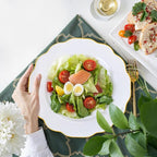 bUCLA 180PCS White and Gold Plastic Plates Disposable - White with Gold Rim Dinnerware Set Include 30 Guests Dinner & Dessert Plates, Cups, Cutlery Set for Wedding, Party & Thanksgiving Table Decor