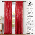 ShinyBeauty Red Sequin Curtains 8 Panels, 2FTx8FT - Dazzling Glitter Backdrop for Festive Events, Birthday Parties, and Christmas Decor, Sparkle Photo Background