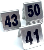 10 Pcs Metal Place Cards Stackable Tent Style Table Numbers，Place Card Holders for Celebration Wedding Party Restaurants Cafes Bars Gatherings meeting Room Board Game Serial (Small 41-50, Black)