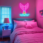 Mermaid Tail Neon Sign Dimmable Mermaid Neon Signs for Wall Decor, USB Powered Bright LED Mermaid Lamps for Girls Bedroom, Birthday Christmas Decor, Perfect Gifts for Girls(15.7*12.6inches)