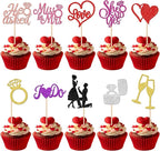 30 PCS Bride to Be Cupcake Toppers Glitter Miss to Mrs I Do Love Heart Ring Cupcake Picks Wedding Bridal Shower Cake Decorations for Wedding Engagement Bachelorette Party Supplies Multi