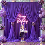 Purple Tulle Backdrop Curtain for Parties Wedding,10ft x 10ft Wrinkle Free Curtain Backdrop,2 Layer Drapes for Backdrop,Polyester Wedding Back Drop for Bridal Shower Birthday Baby Shower Photography
