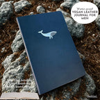 SETTINI Lined Journal, Ideal for Journaling - A5 Vegan Leather Notebook, 192 Archival-Quality Pages, QuillEase Bleed-Free Paper, Inner Pocket & Bookmark - Whale Gifts for Women & Men, Navy Whale