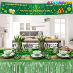 6 Pack 29x108 Inch Metallic Foil Fringe Tinsel Table Skirts Banner for Rectangle Tables Streamer Curtains Backdrop for Wedding, Birthday, Parade Floats, St Patrick Day Party Decoration(Light Green)