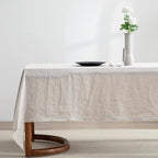 EVERLY 100% Pure Linen Rectangle Tablecloths 108Lx60WInch for Dining,Buffet Parties,Picnic,Events,Weddings and Restaurants,Decorative Halloween,Thanksgiving Machine Washable Tablecloths-Natural Linen
