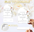 Boho Floral Wedding Memorial Sign, 6 x 8 Inch White Arch Acrylic Wedding Sign with Holder, Wedding Decoration, Wedding Supplies