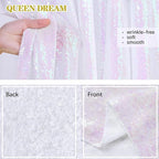 White Iridescent Sequin Curtains 10ftx10ft Photo Booths Backdrop for Birthdays Mermaid Party Wall Decorations