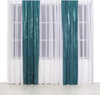 Poise3EHome 2ft x 8ft Teal Sequin Backdrop Curtains 2 Panels for Photography Party Decoration, Teal