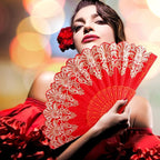 Geetery 30 Pcs Folding Hand Fan for Line Dancing Spanish Boots on The Ground Fans Gifts Bulk Colorful Silk Popping Rave for Women Tea Party Wedding Church Halloween Costume(Embroidery,Elegant Colors)